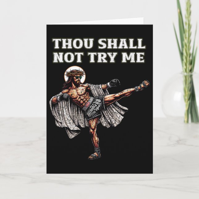 Funny Muay Thai Lord Jesus Thai Boxing Kickboxing  Card (Front)