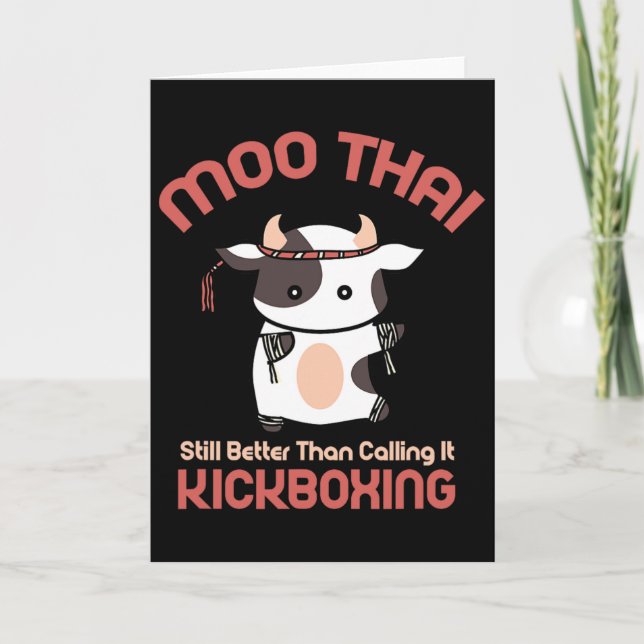 Funny Muay Thai Moo Thai Kickboxing  Card (Front)
