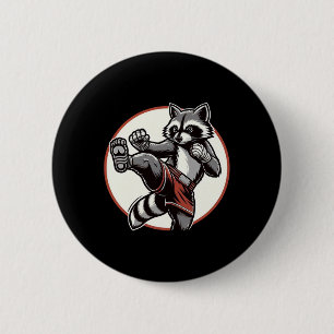 Funny Muay Thai Racoon Thai Boxing Martial Arts  6 Cm Round Badge