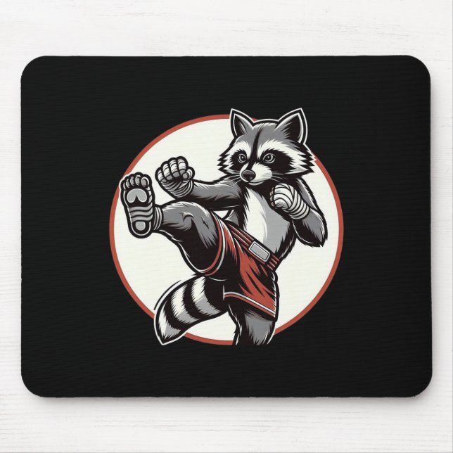 Funny Muay Thai Racoon Thai Boxing Martial Arts  Mouse Pad (Front)