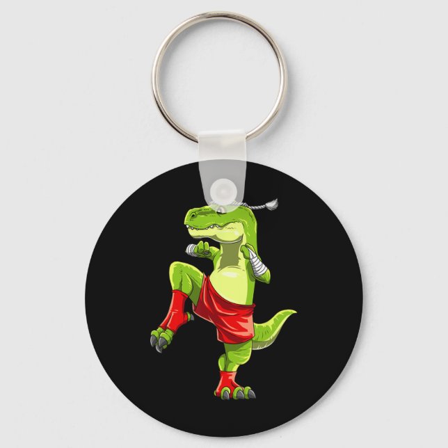 Funny Muay Thai T-rex - Thai Boxing  Key Ring (Front)