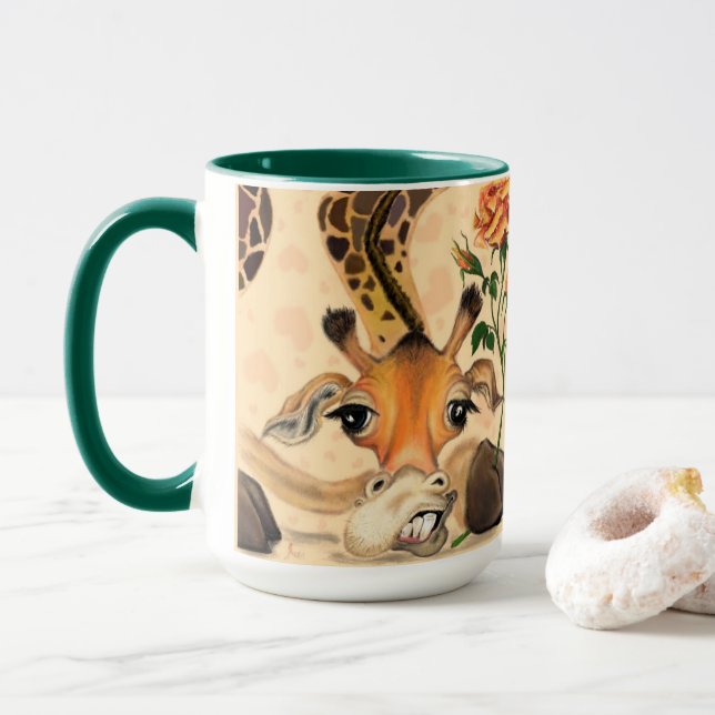Funny Mug Gift Romantic Giraffe - Gentleman (With Donut)