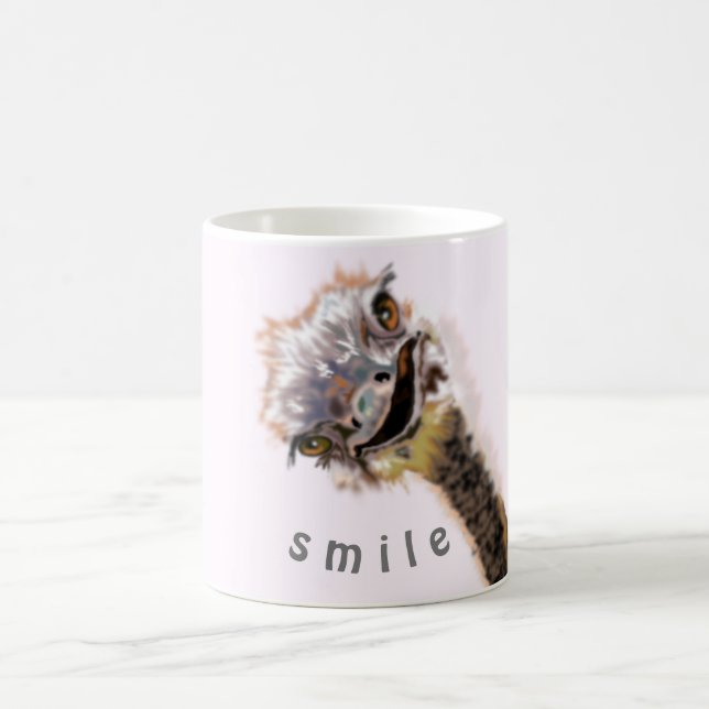 Funny Mug with Happy Ostrich - Smile (Center)