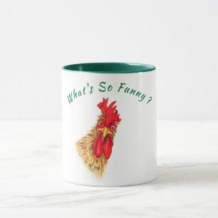 Funny Mug with Surprised Rooster - Custom Text