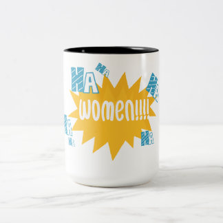 funny mug, women hahaha Two-Tone coffee mug