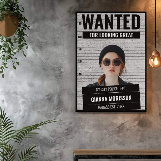 Funny Mugshot Wanted Custom Name & Text Poster  (Creator Uploaded)