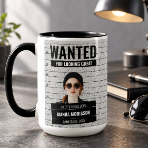 Funny Mugshot Wanted Poster Custom Name & Text Mug