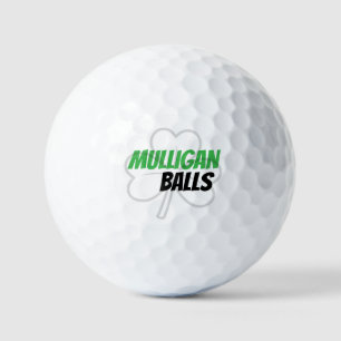 Funny Mulligan Balls Green Irish Clover Golf Balls