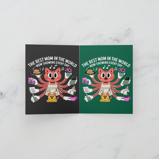 Funny Multi-Tasking Cat Mum The Best Mum  Card (Inside)