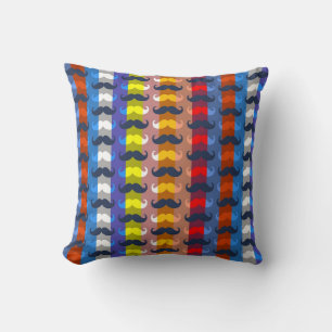 Funny Multicolor Moustache Stripe Pattern Cushion