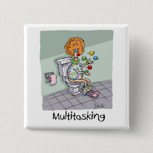 Funny Multitasking Juggling Clown Cards and Gifts 15 Cm Square Badge