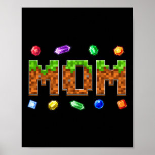 Funny Mum Dad Birthday Boy Kid Video Gamer Pixel  Poster