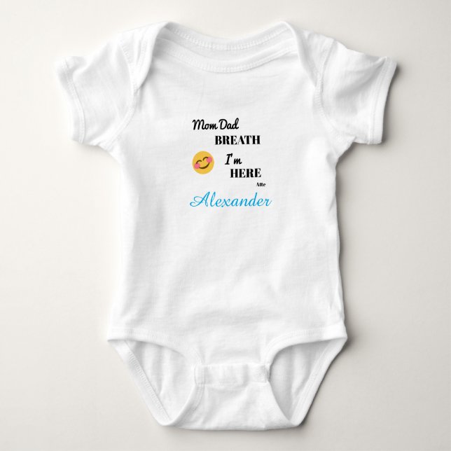 Funny Mum Dad Breath Baby Bodysuit (Front)
