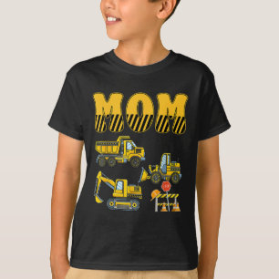 Funny Mum Dad Construction Excavator Kids Boy Fami T-Shirt