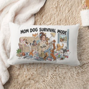 Funny Mum Dog Survival Mode Puppy Chaos Design Lumbar Cushion