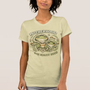 Funny Mum Frog Tee Motherhood is the Realest Hood