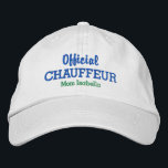 Funny Mum Hat Official Chauffeur Custom Name<br><div class="desc">The perfect hat for the mum who is always chauffeuring the kids from activity to activity! This funny baseball style cap features the words "Official Chauffeur" and then "Mum Your Name" below (or replace with your wording). Easily change the colour of the text and the cap. Whether you're a busy...</div>