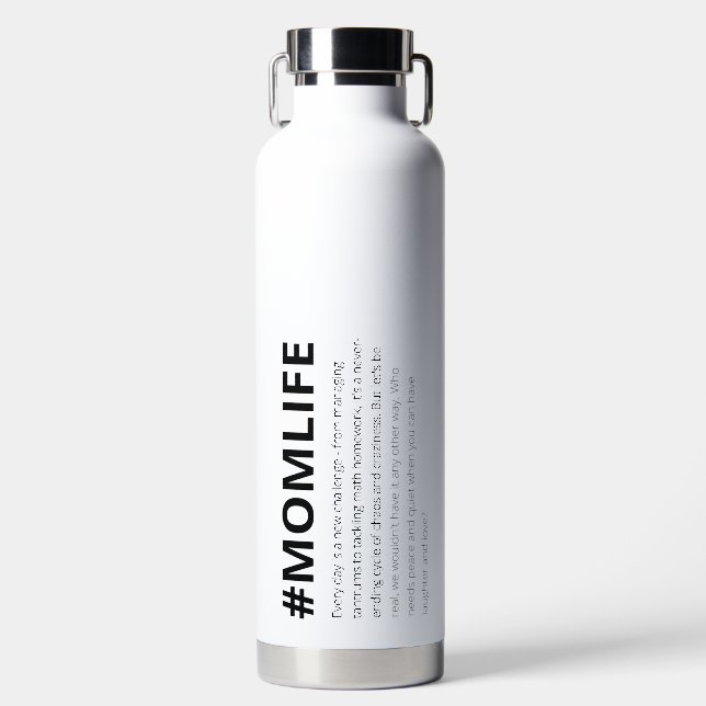 Funny Mum Life Hashtag Large Water Bottle (Front)