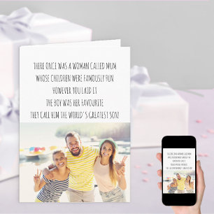 Funny Mum Limerick Worlds Greatest Son Birthday Card