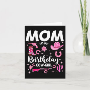 Funny Mum Of The Birthday Cow-girl Pink Disco Rode Card