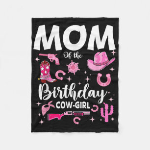 Funny Mum Of The Birthday Cow-girl Pink Disco Rode Fleece Blanket