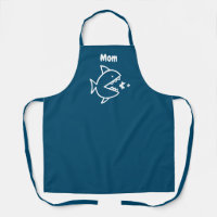 Funny Mum Shark Navy Blue White Cooking