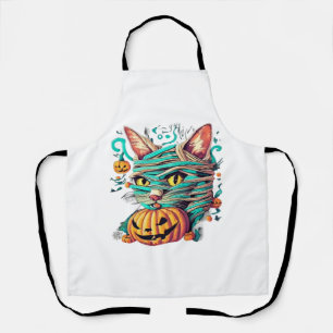 Funny Mummy Cat Halloween Apron