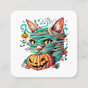 Funny Mummy Cat Halloween Square Business Card