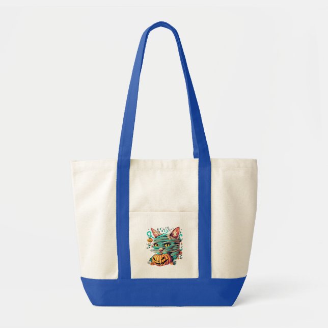 Funny Mummy Cat Halloween Tote Bag (Front)