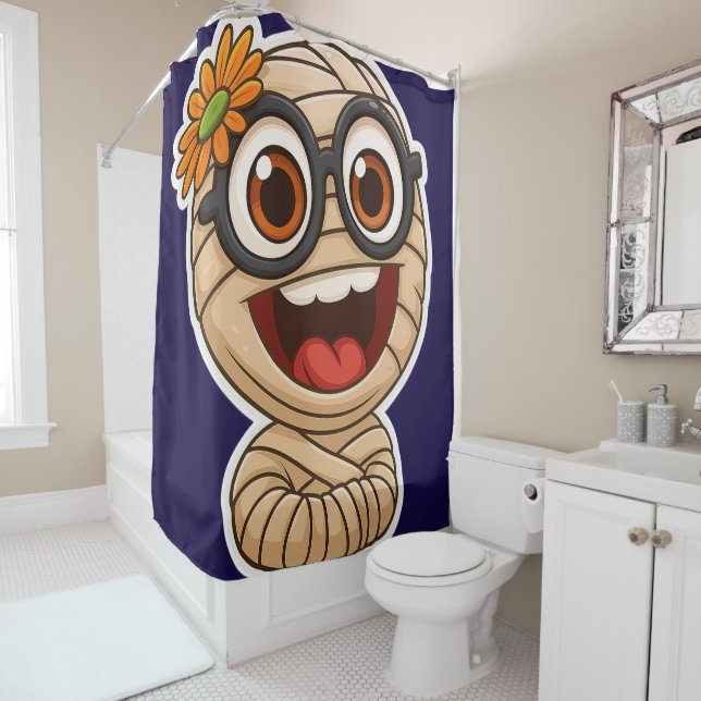 Funny Mummy Sticker Shower Curtain (In Situ)