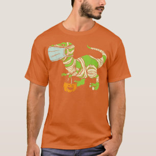 Funny Mummy Trex Dinosaur Face Mask Halloween Dino T-Shirt
