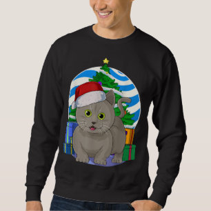 Funny Munchkin Cat Santa Christmas Tree Decor Sweatshirt
