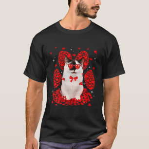 Funny Munchkin Cat Valentine Paw Heart Cat Lover T-Shirt
