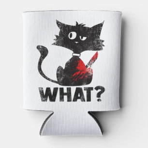 Funny Murderous Black Cat What With Knife Hallowee Can Cooler