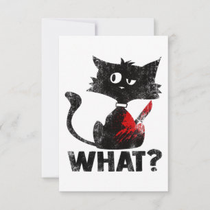 Funny Murderous Black Cat What With Knife Hallowee Thank You Card