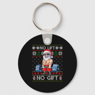 Funny Muscle Santa Lifting Christmas Ugly Christma Key Ring
