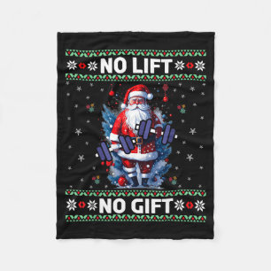 Funny Muscle Santa Lifting Ugly Christmas Sweater  Fleece Blanket
