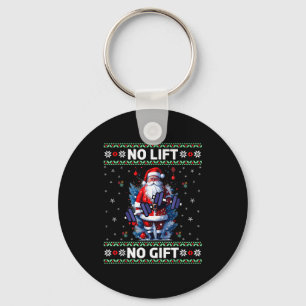 Funny Muscle Santa Lifting Ugly Christmas Sweater  Key Ring