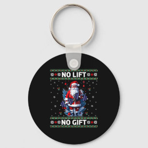 Funny Muscle Santa Lifting Ugly Christmas Sweater  Key Ring