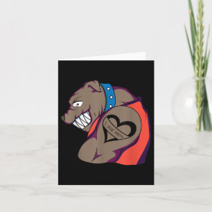 Funny Muscular Bulldog Dog I Love Mum Tattoo Lover Card
