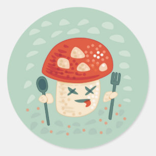 Funny Mushroom Character Cool Classic Round Sticker