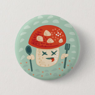 Funny Mushroom Food Character Weird Oddity 6 Cm Round Badge