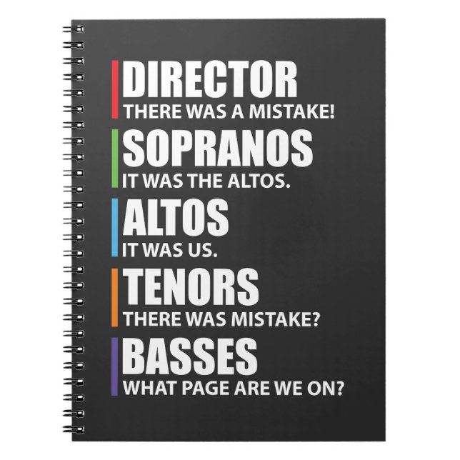 Funny Music Choir Singing Choir Joke Notebook (Front)