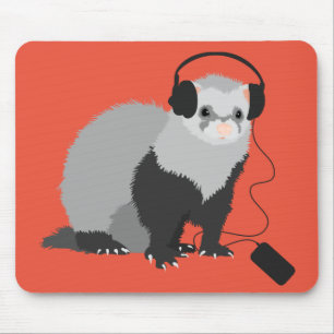 Funny Music Lover Ferret Mouse Pad
