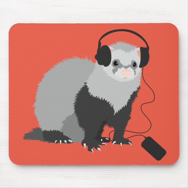 Funny Music Lover Ferret Mouse Pad (Front)