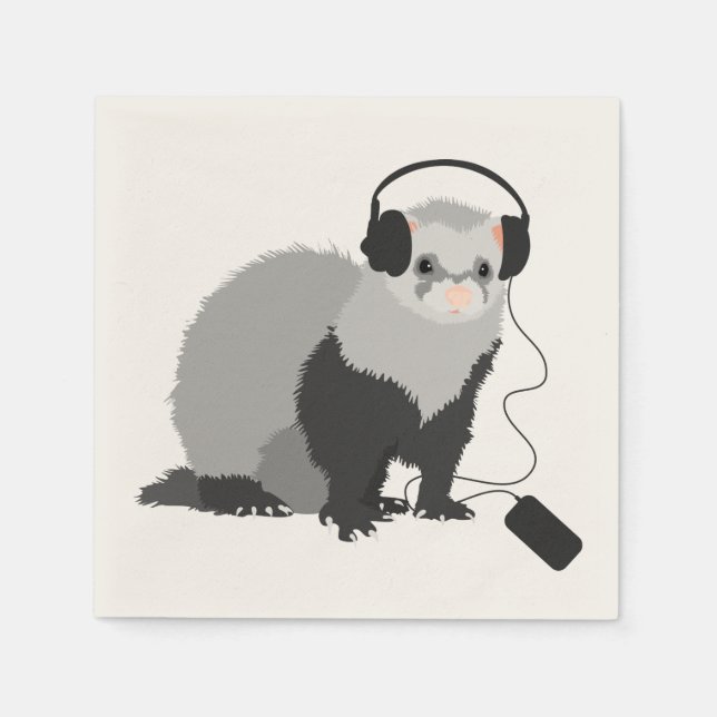 Funny Music Lover Ferret Napkin (Front)