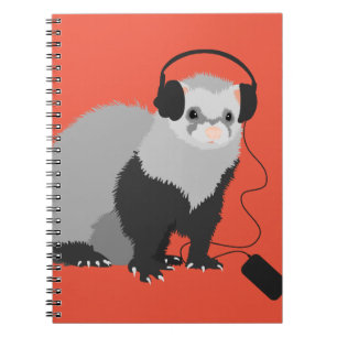 Funny Music Lover Ferret Spiral Notebook