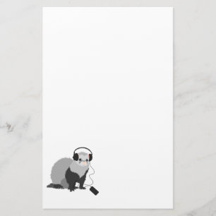 Funny Music Lover Ferret Stationery