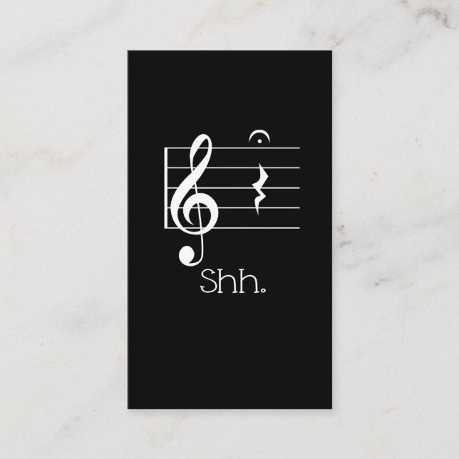 Funny Music Shh Quarter Rest and Fermata Musician Business Card (Front)