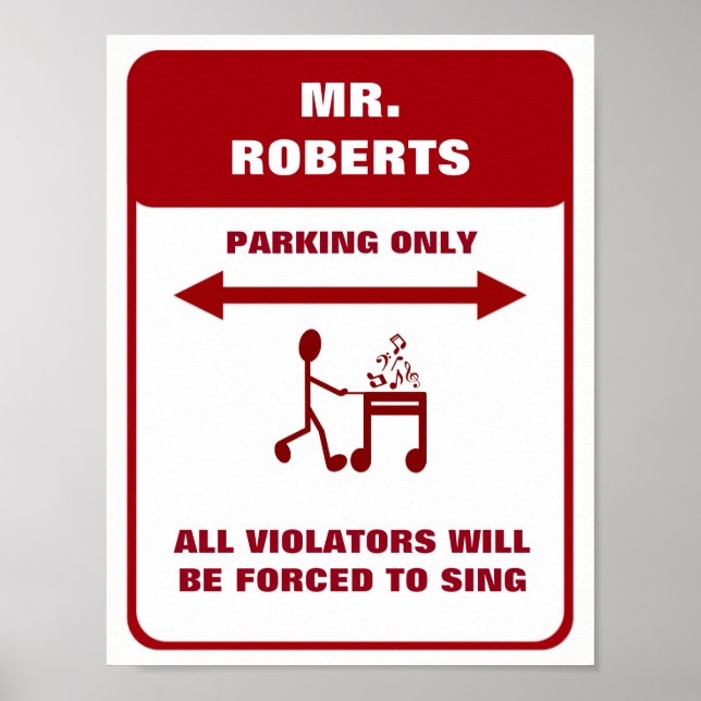 Funny Music Teacher Parking Poster- Customisable Poster (Front)